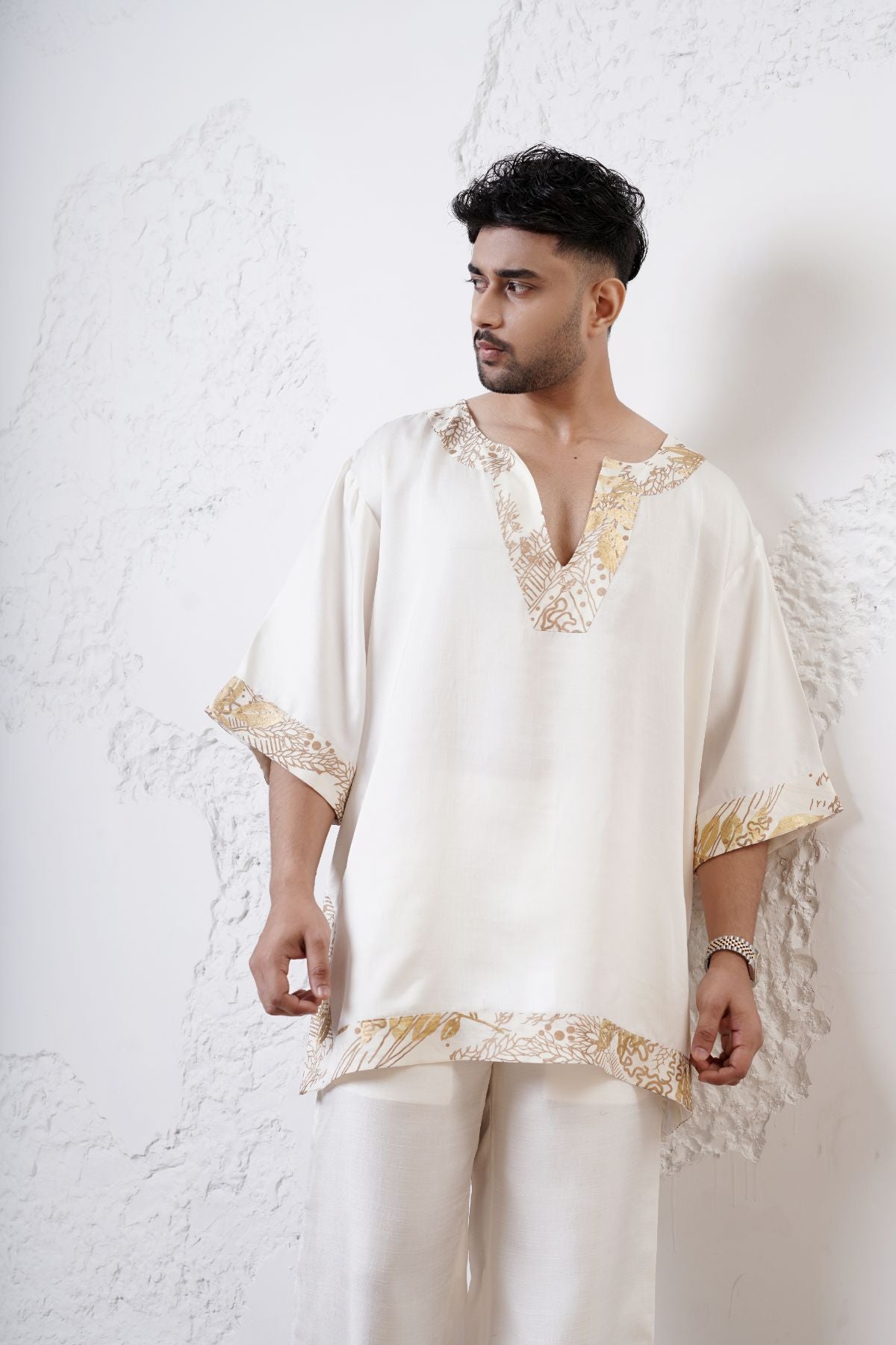 Kaftan Foil Kurta with Straight Fit Pants