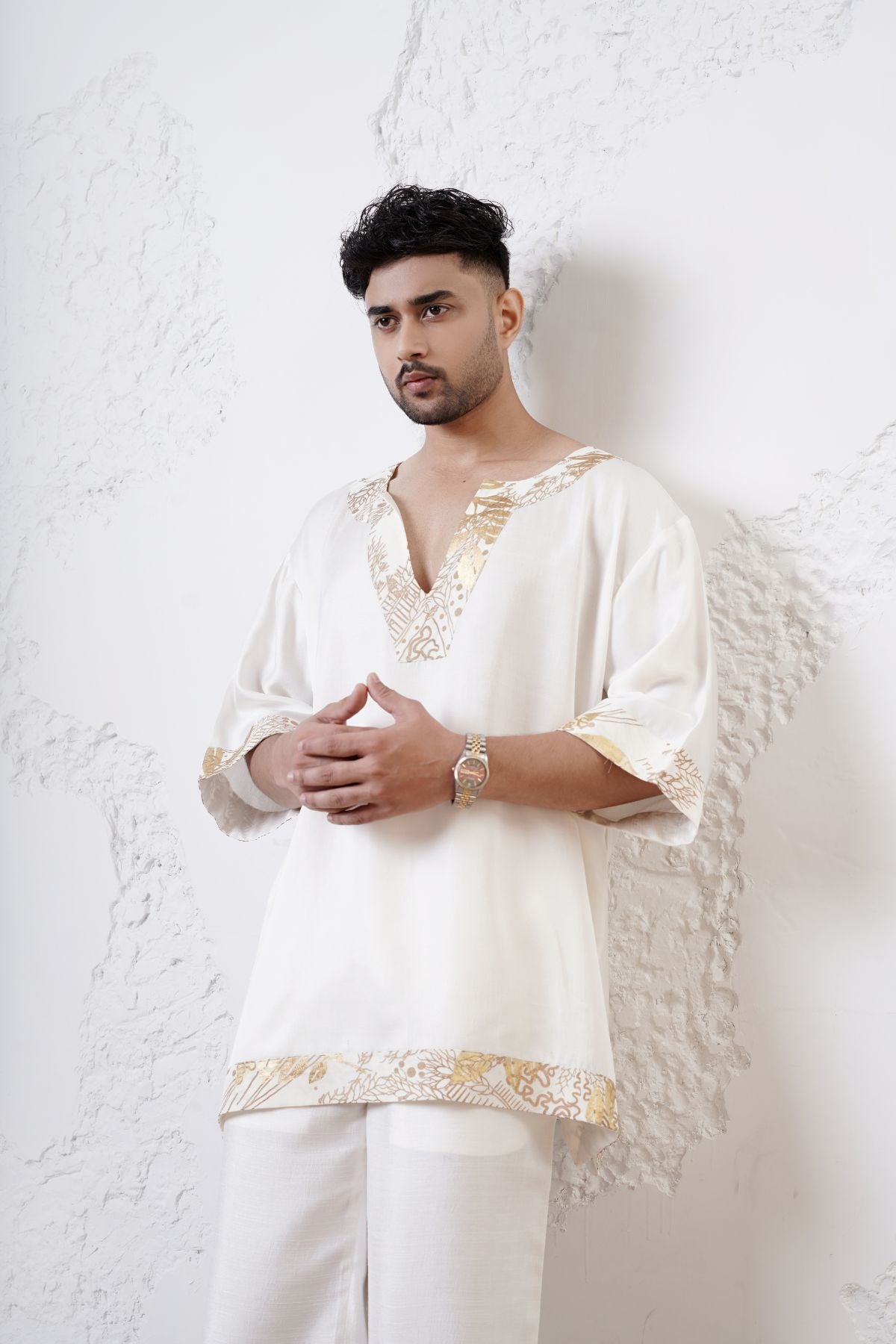 Kaftan Foil Kurta with Straight Fit Pants