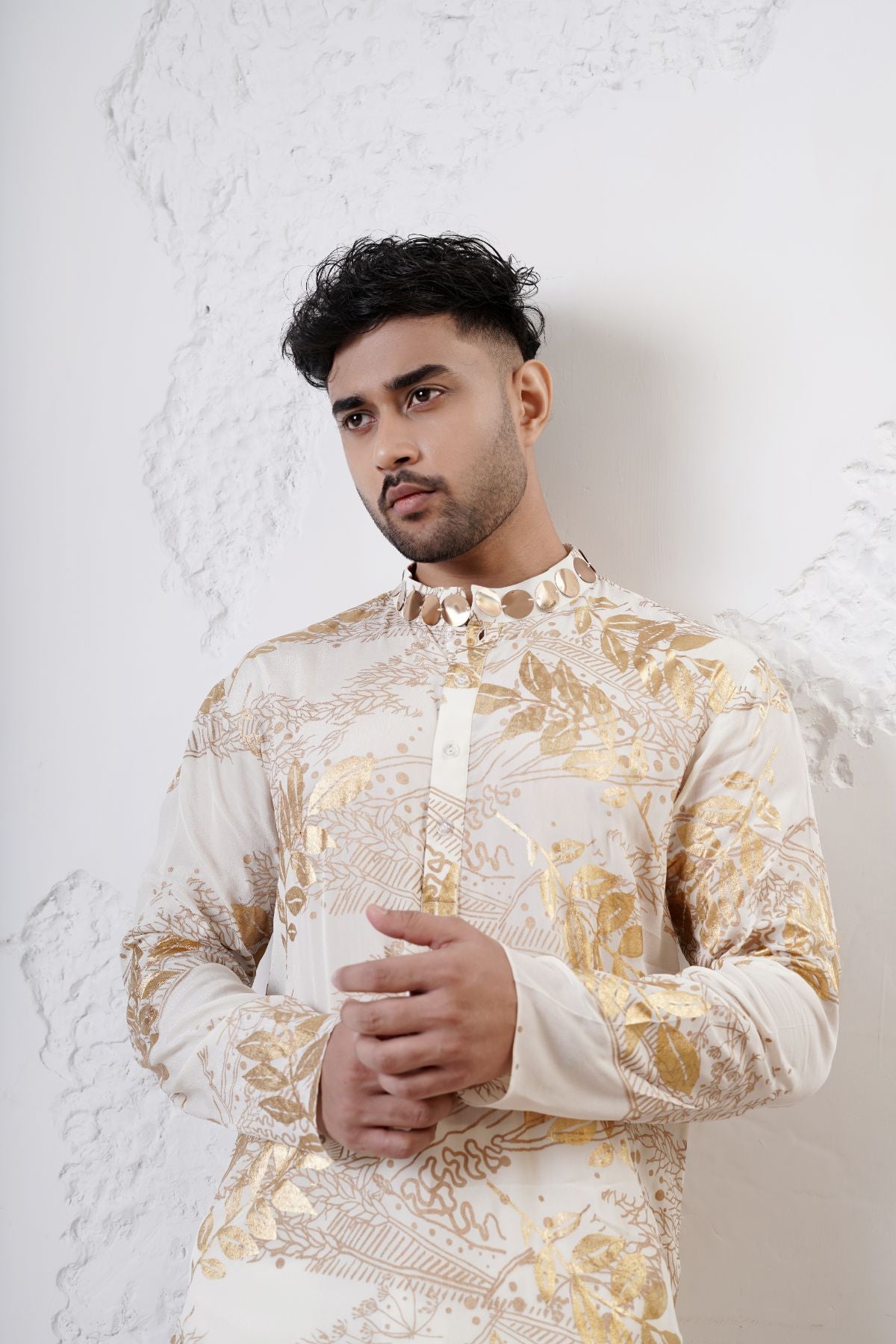 Foil Printed Kurta with Straight Pants