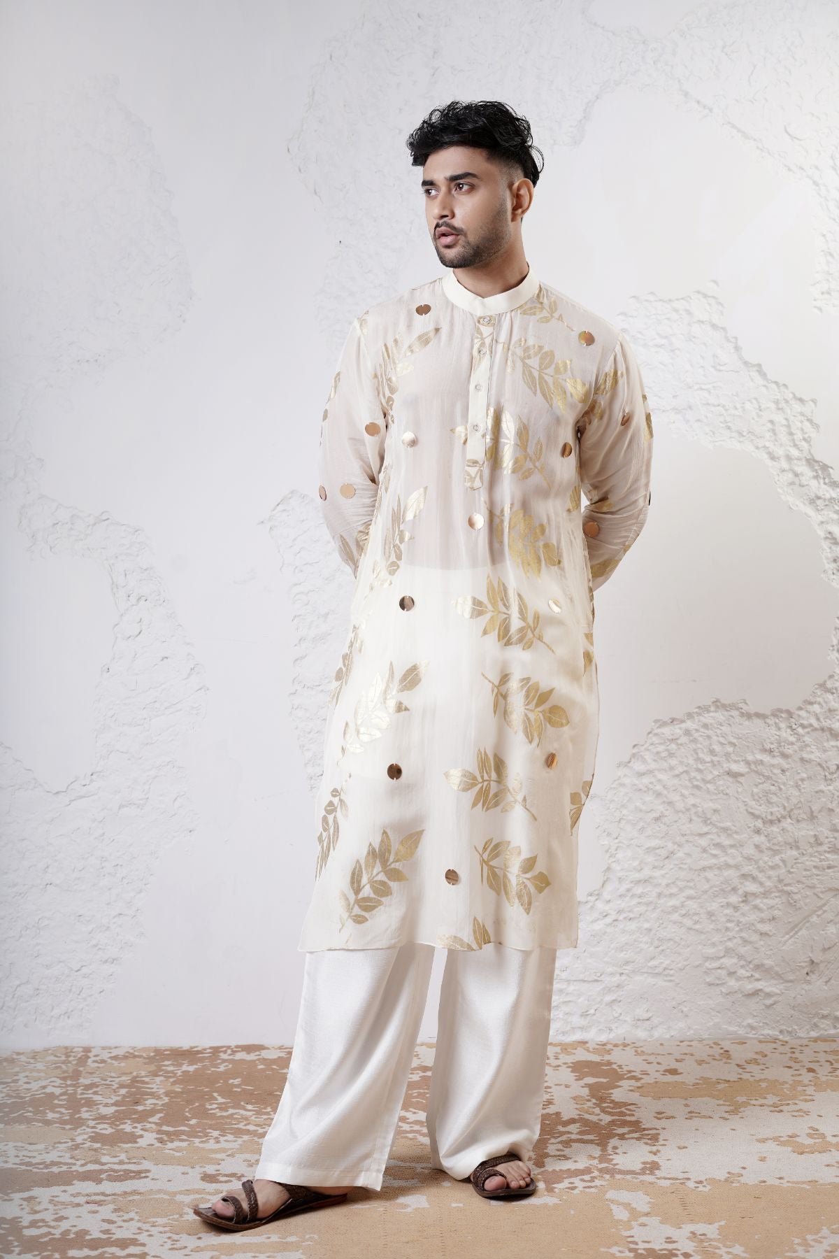 Foil Leaf Kurta with Straight Pants