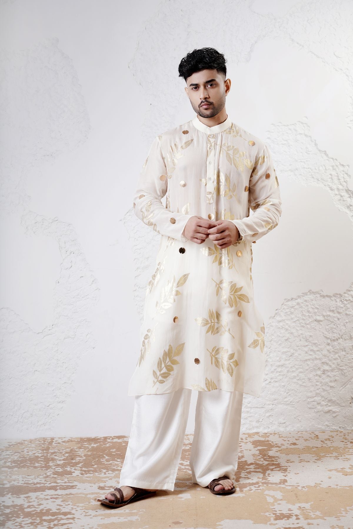 Foil Leaf Kurta with Straight Pants