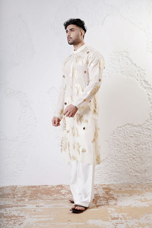 Foil Leaf Kurta with Straight Pants