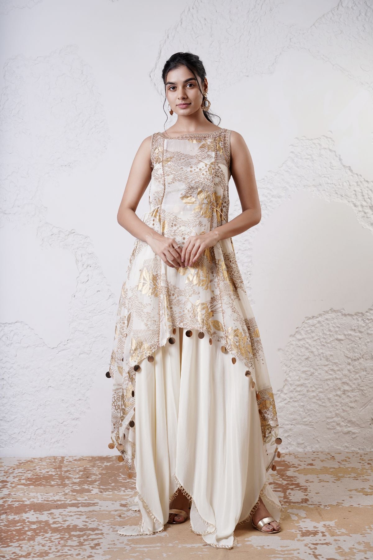 Asymetric Tunic with Scarf Sharara