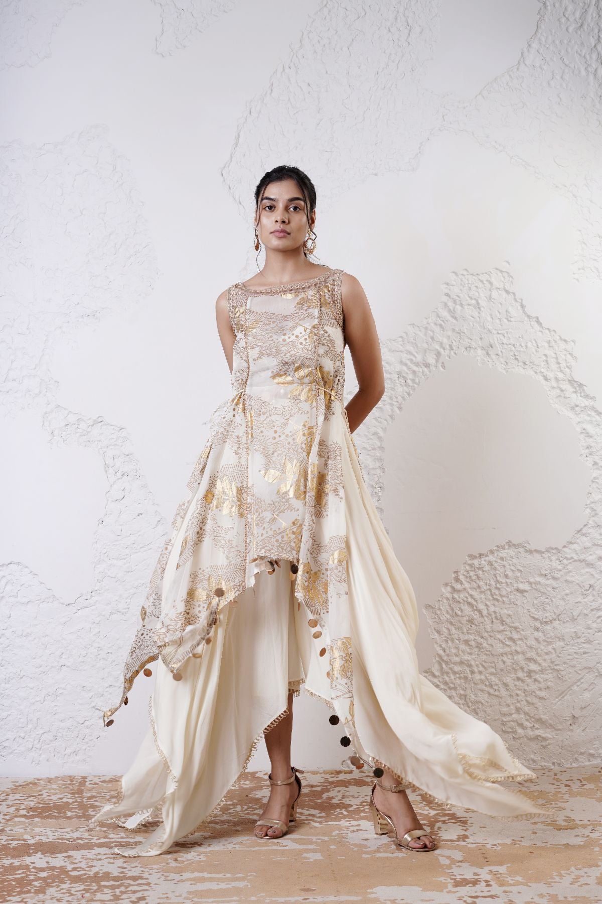 Asymetric Tunic with Scarf Sharara