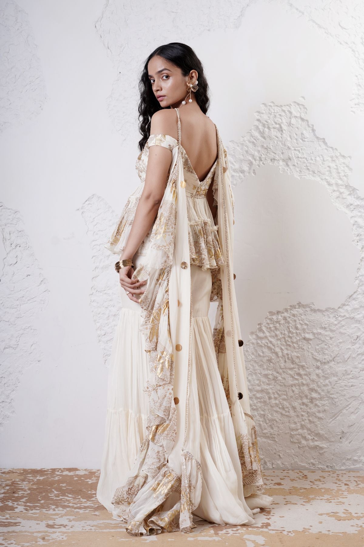 Tiered Top with Gathered Sharara and Style Ruffle Dupatta