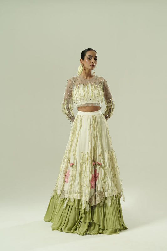 Leaflet Layered Lehenga Set