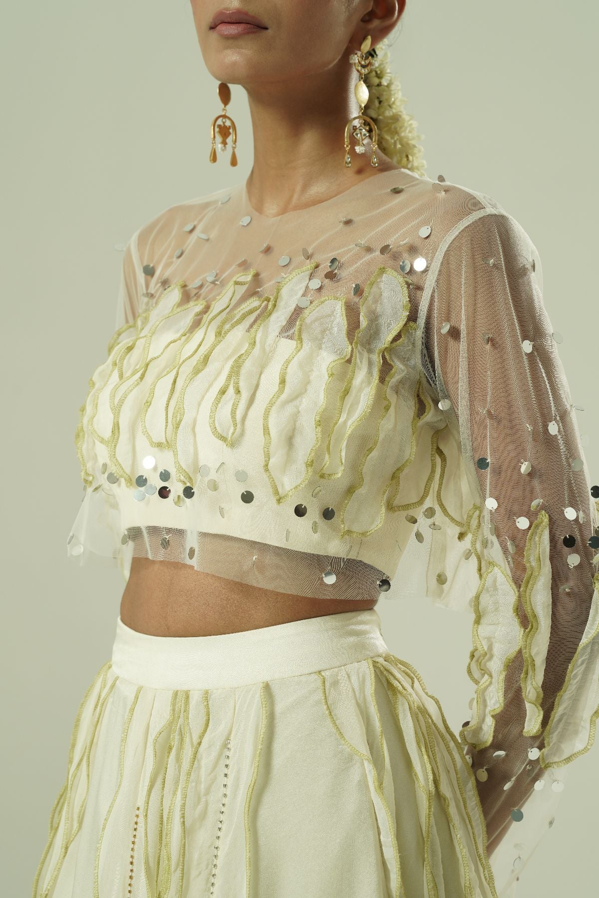 Leaflet Layered Lehenga Set