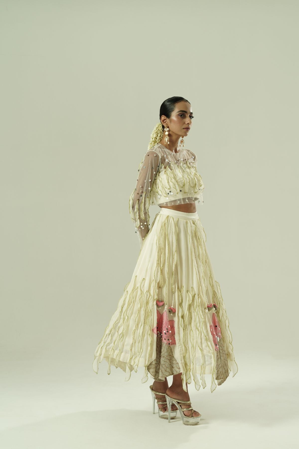 Leaflet Layered Skirt Set