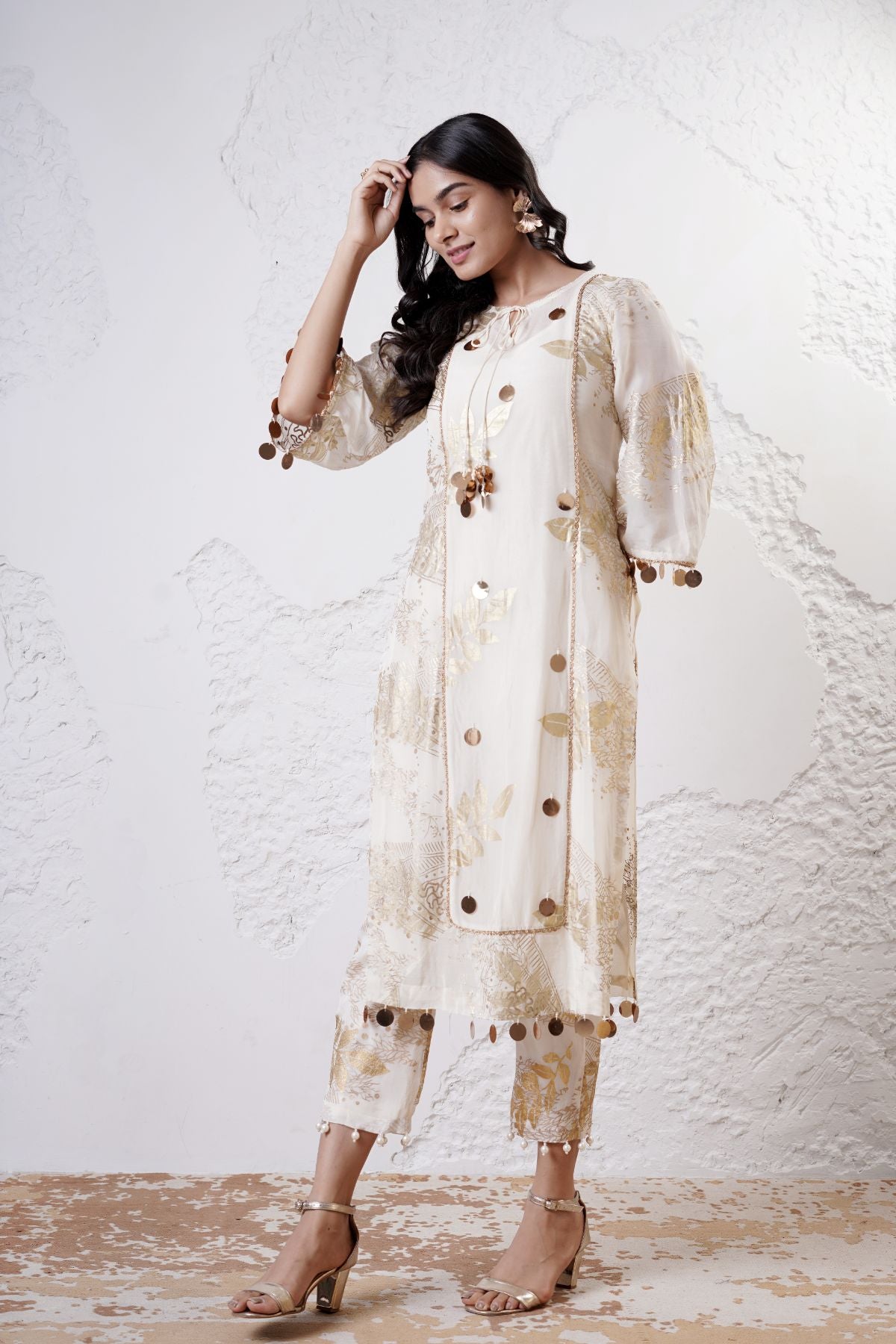 Panelled Kurta with Foil Pants
