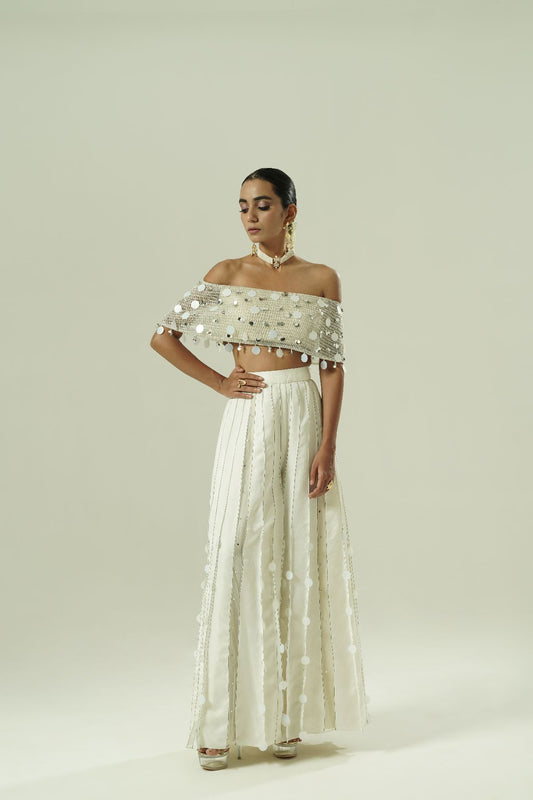 Sequin Drops Tuck Sharara Set