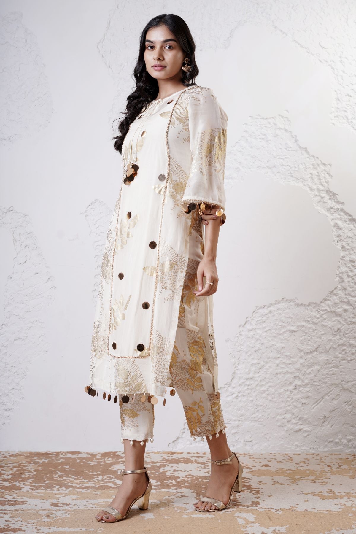 Panelled Kurta with Foil Pants