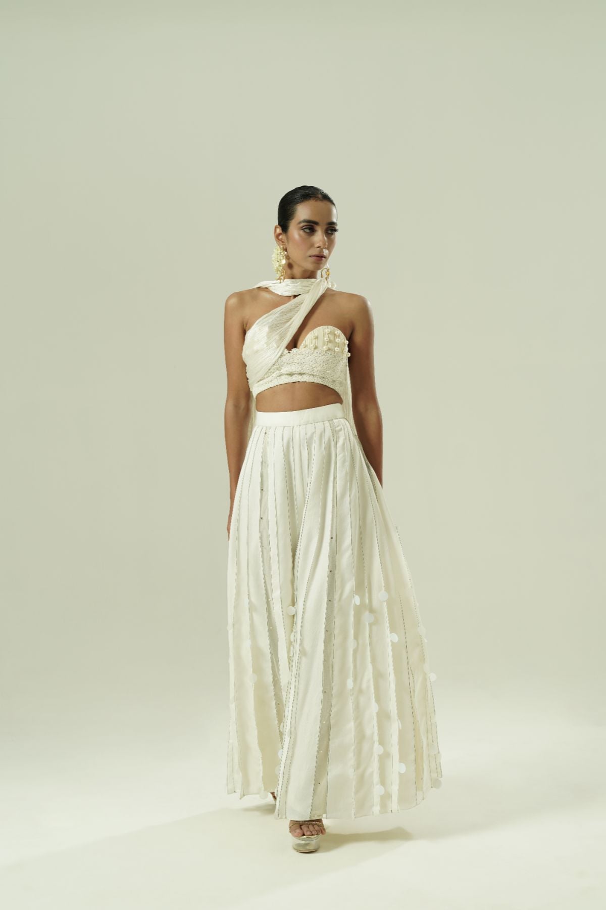 Sequin Drops Tuck Sharara Set