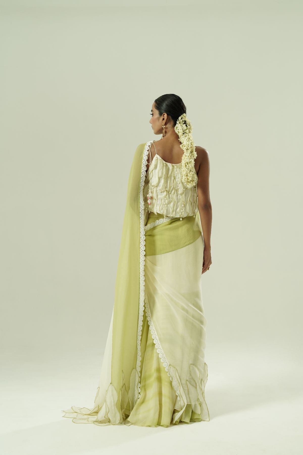 Leaflet Color Block Saree Set