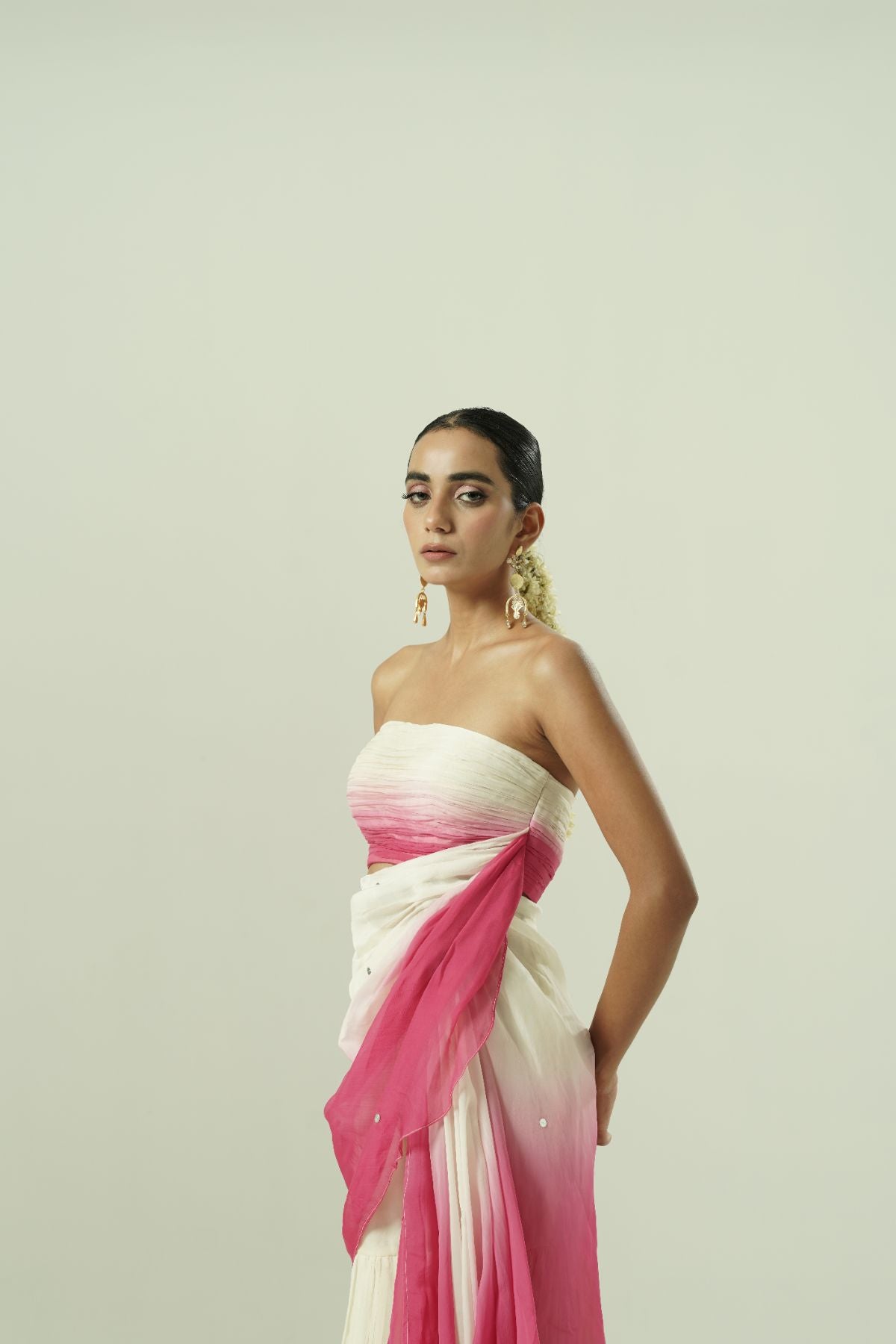 Ombre Draped Layered Sharara Set