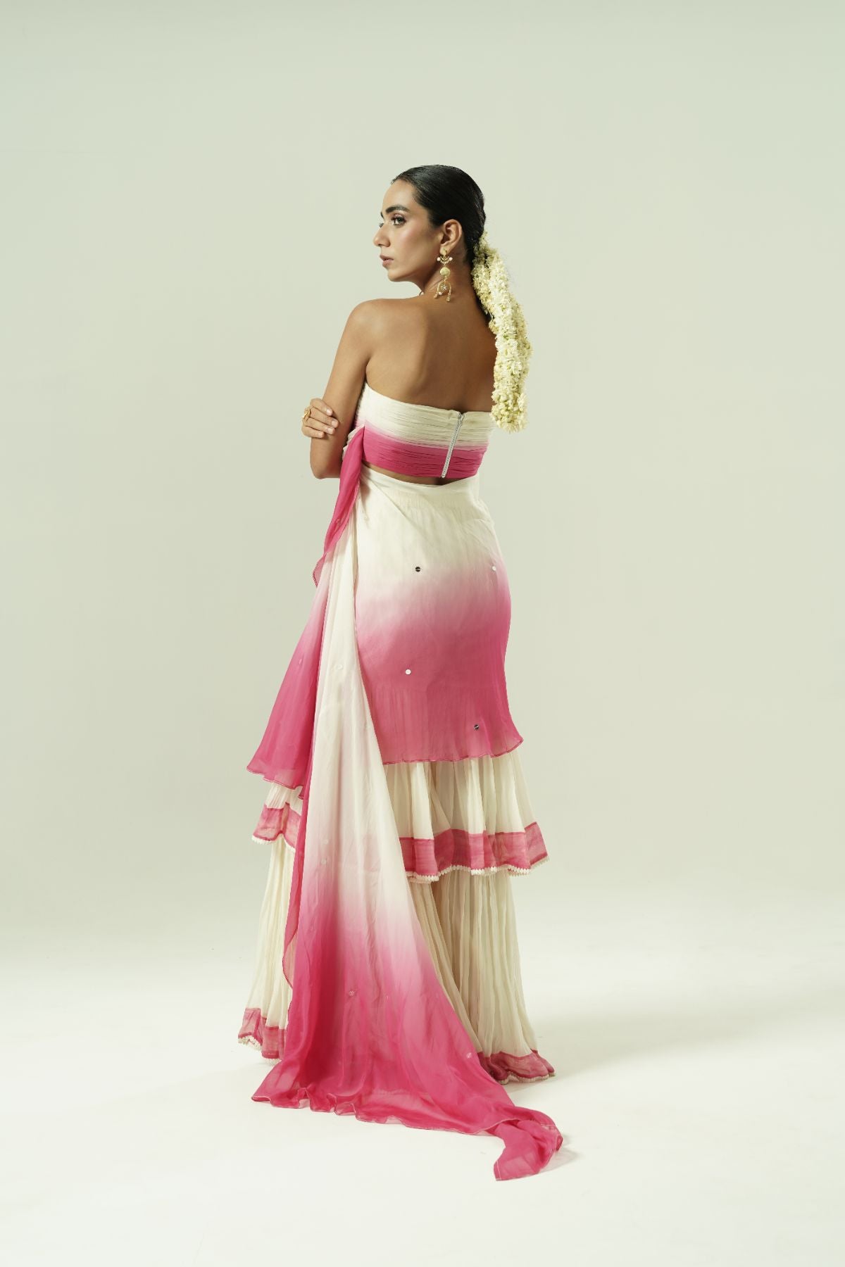 Ombre Draped Layered Sharara Set