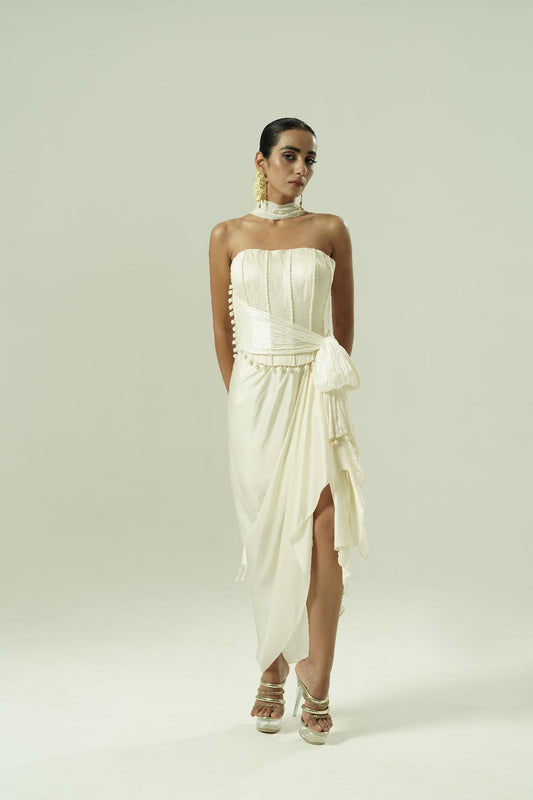 Beaded Draped Corset Set