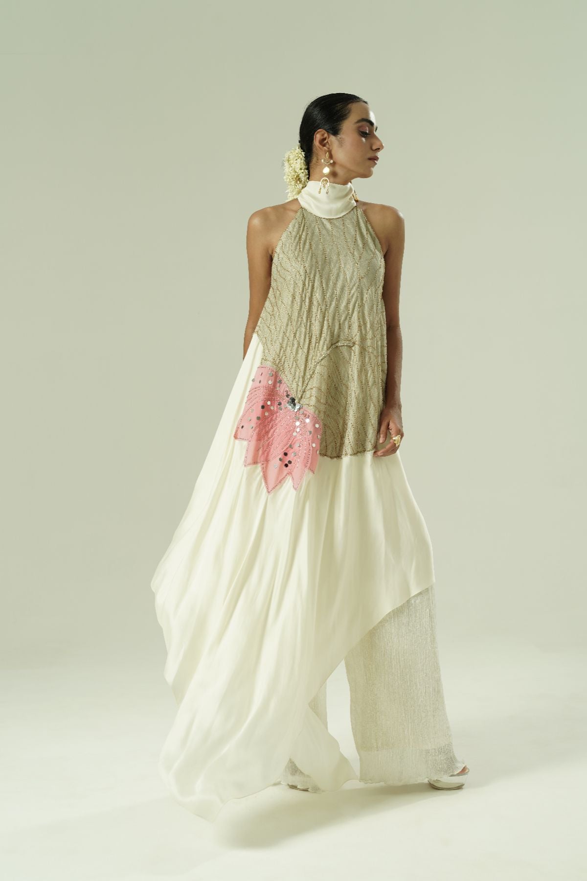 Lilly Asymmetric Halter Tunic & Pant Set
