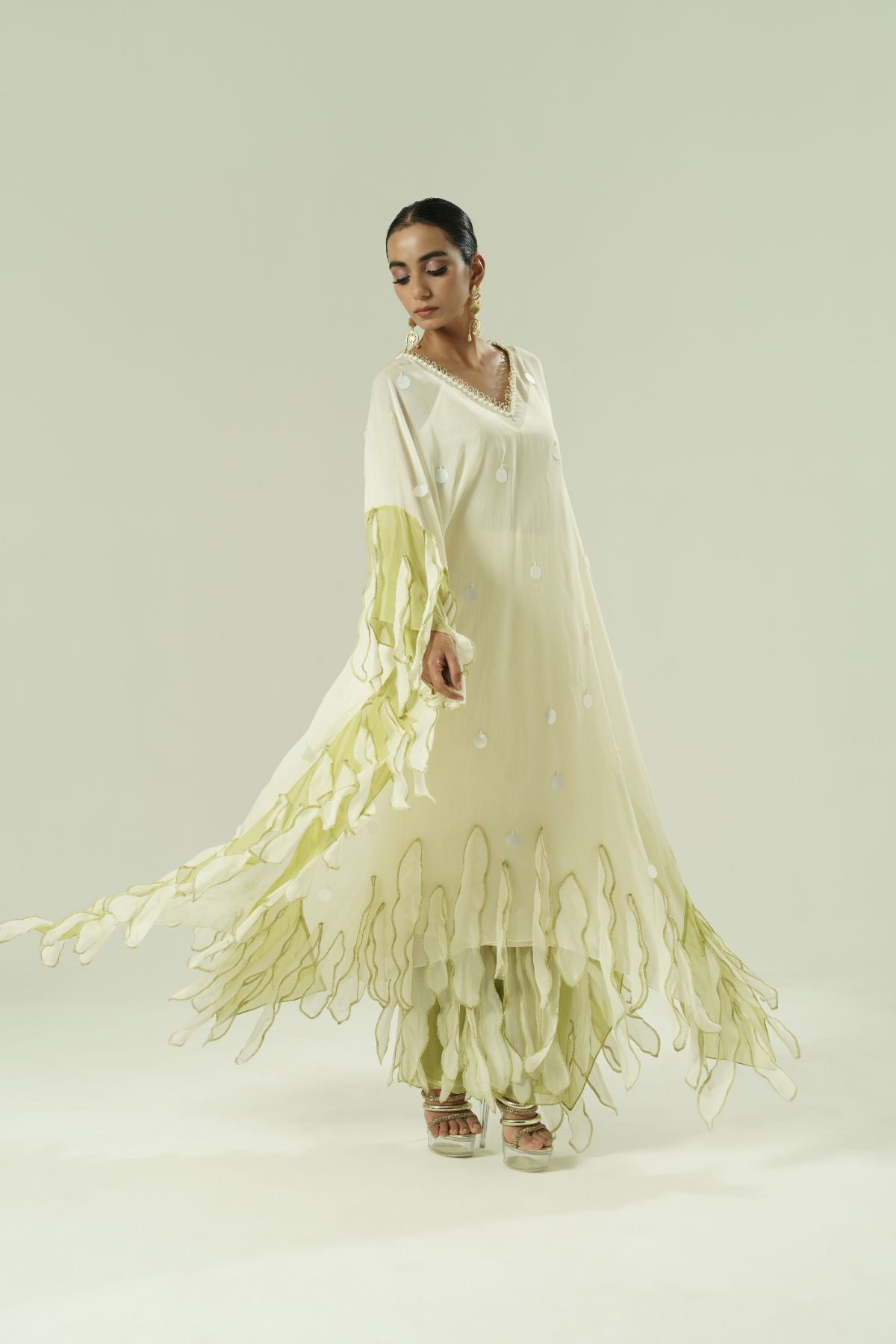 Leaflet Colour Block Kaftan Set