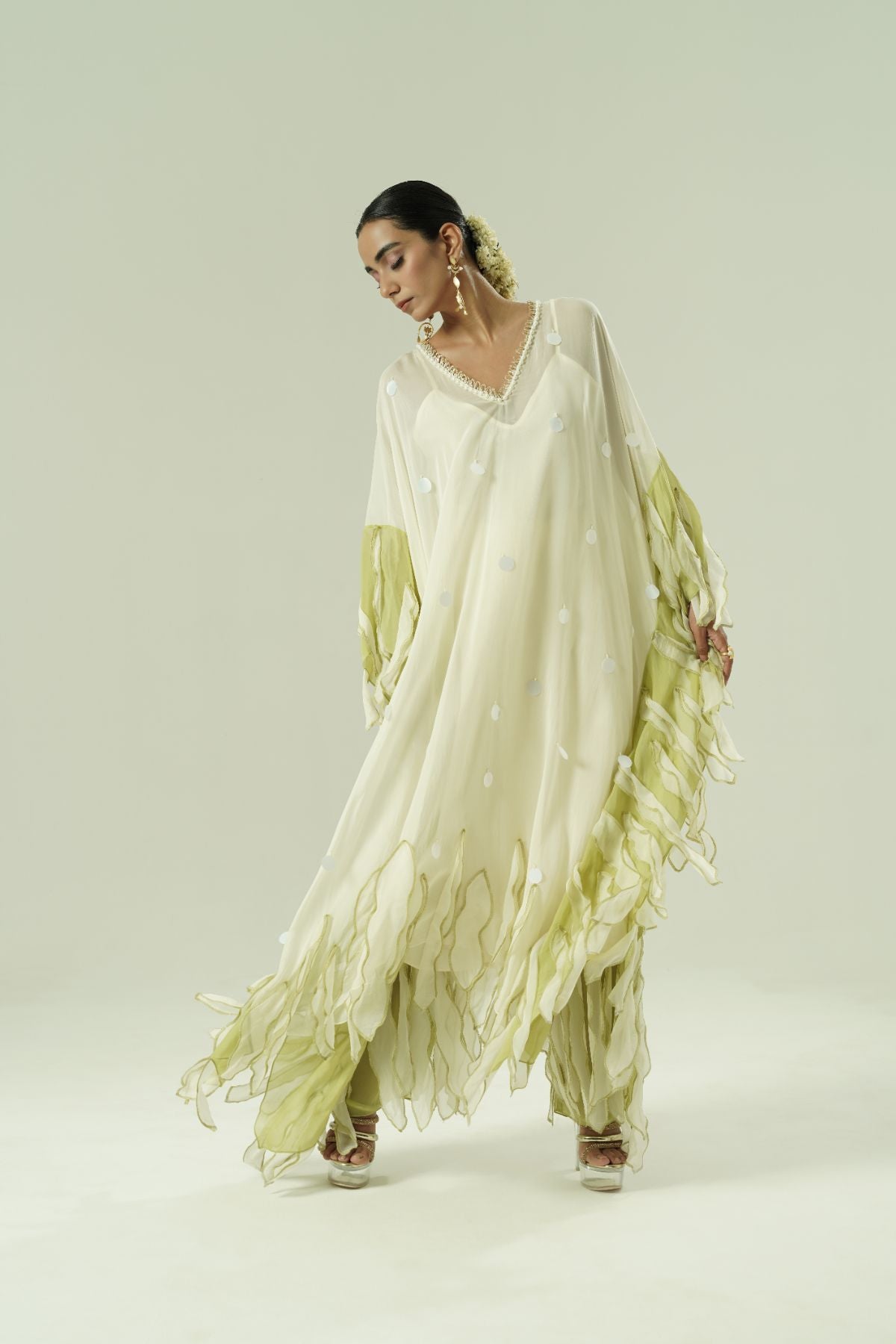 Leaflet Colour Block Kaftan Set