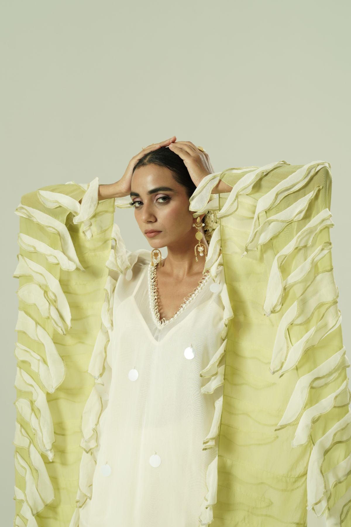 Leaflet Colour Block Kaftan Set