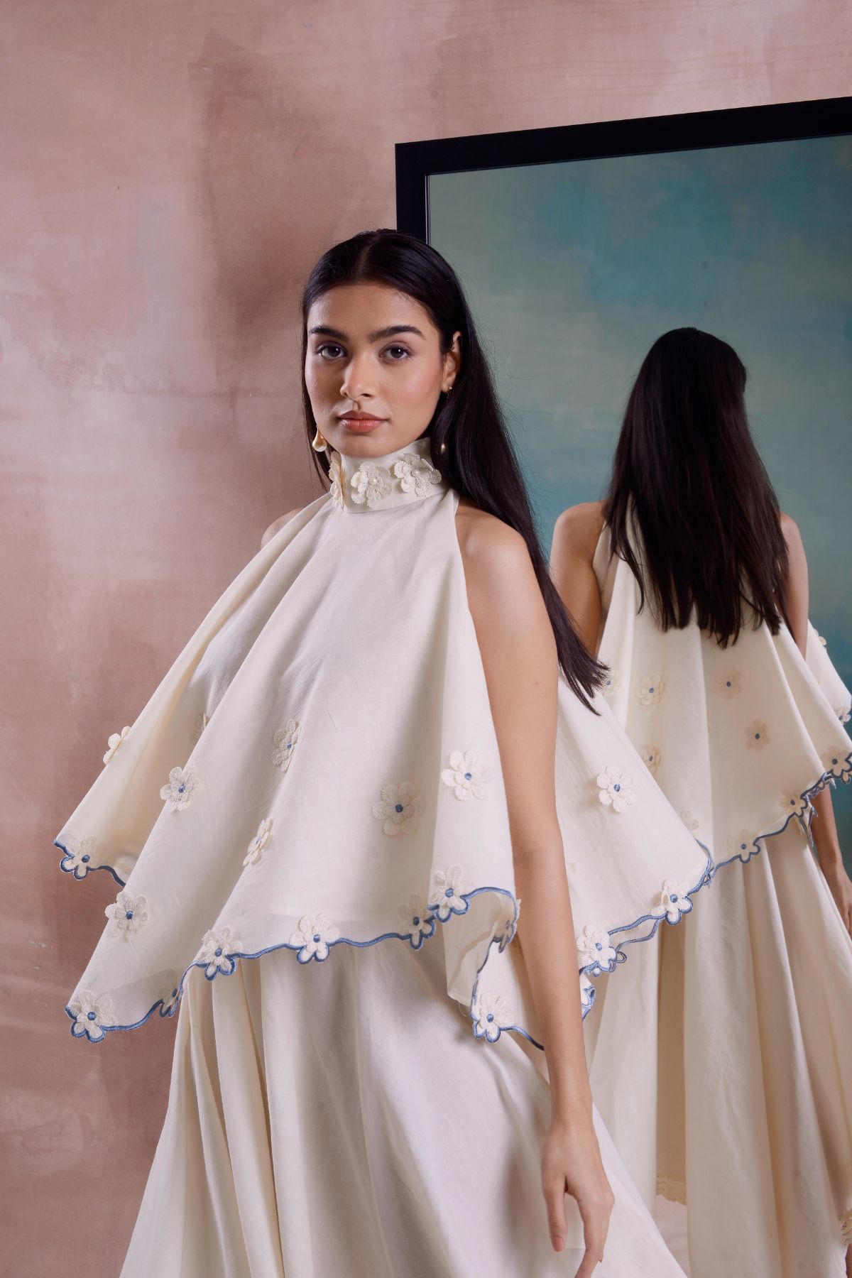 Scarf Scalloped Top with Sharara