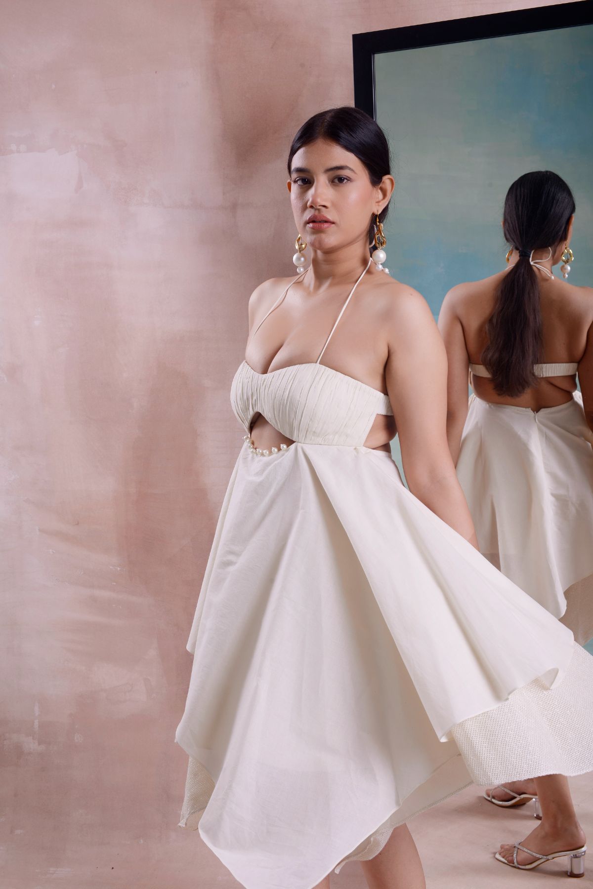 Asymmetrical Ruched Layered Dress