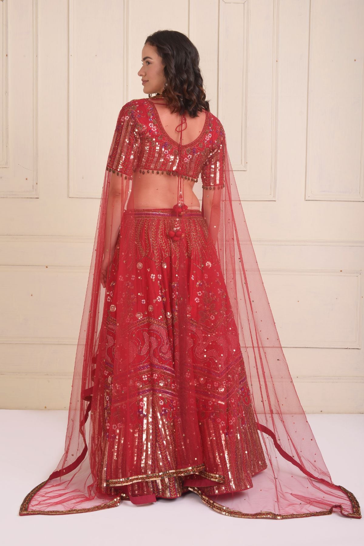 Embroidered Rashpberry Lehenga Set
