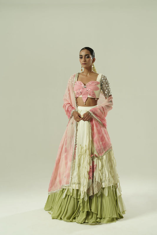 Leaflet Layered Lehenga Set