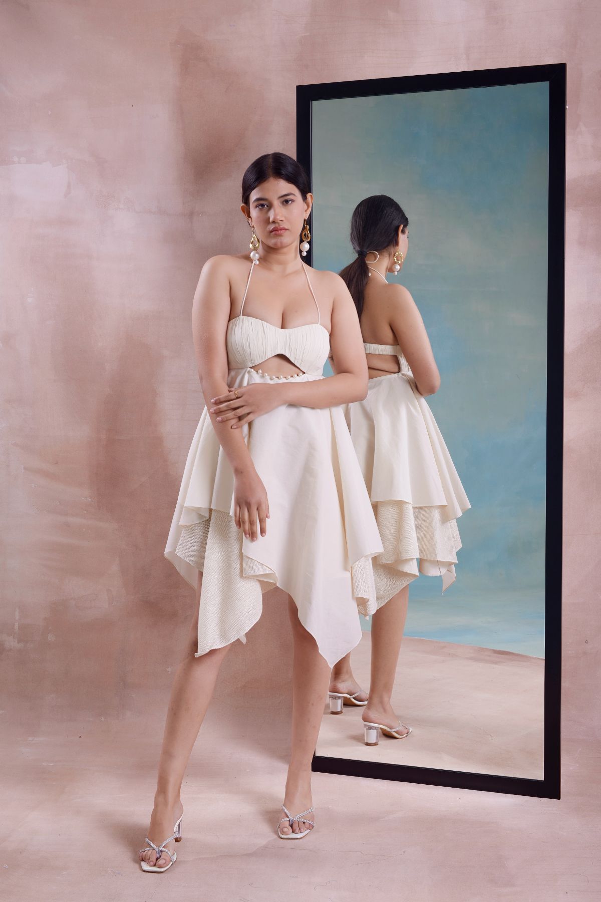 Asymmetrical Ruched Layered Dress