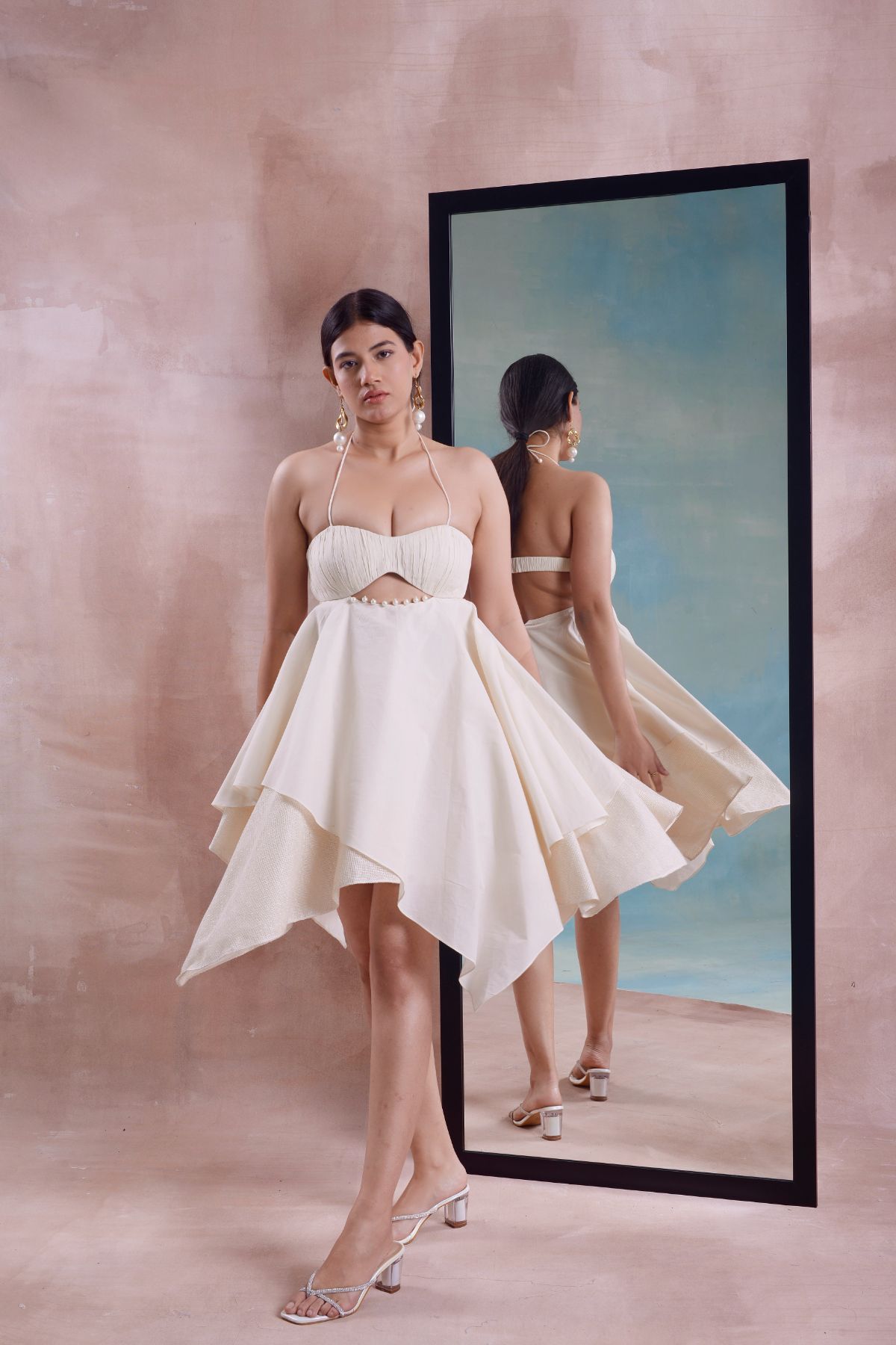 Asymmetrical Ruched Layered Dress