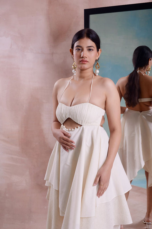 Asymmetrical Ruched Layered Dress