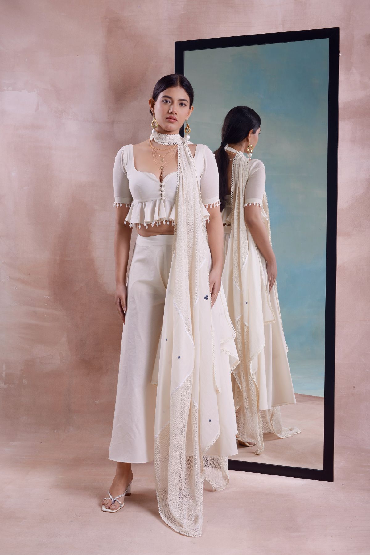 Peplum Top with Flared Pants