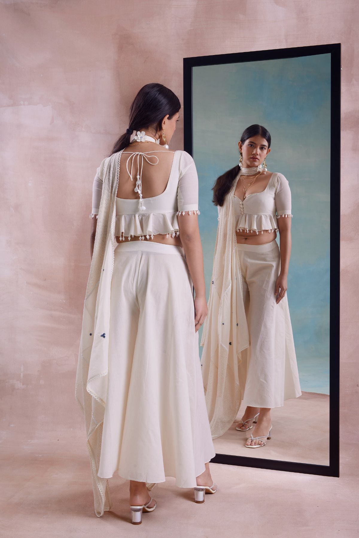 Peplum Top with Flared Pants