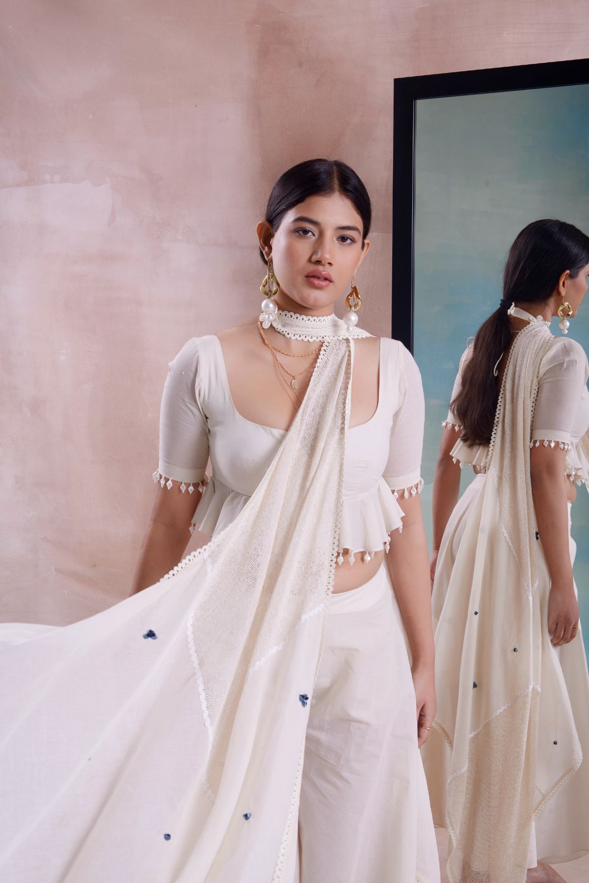 Peplum Top with Flared Pants