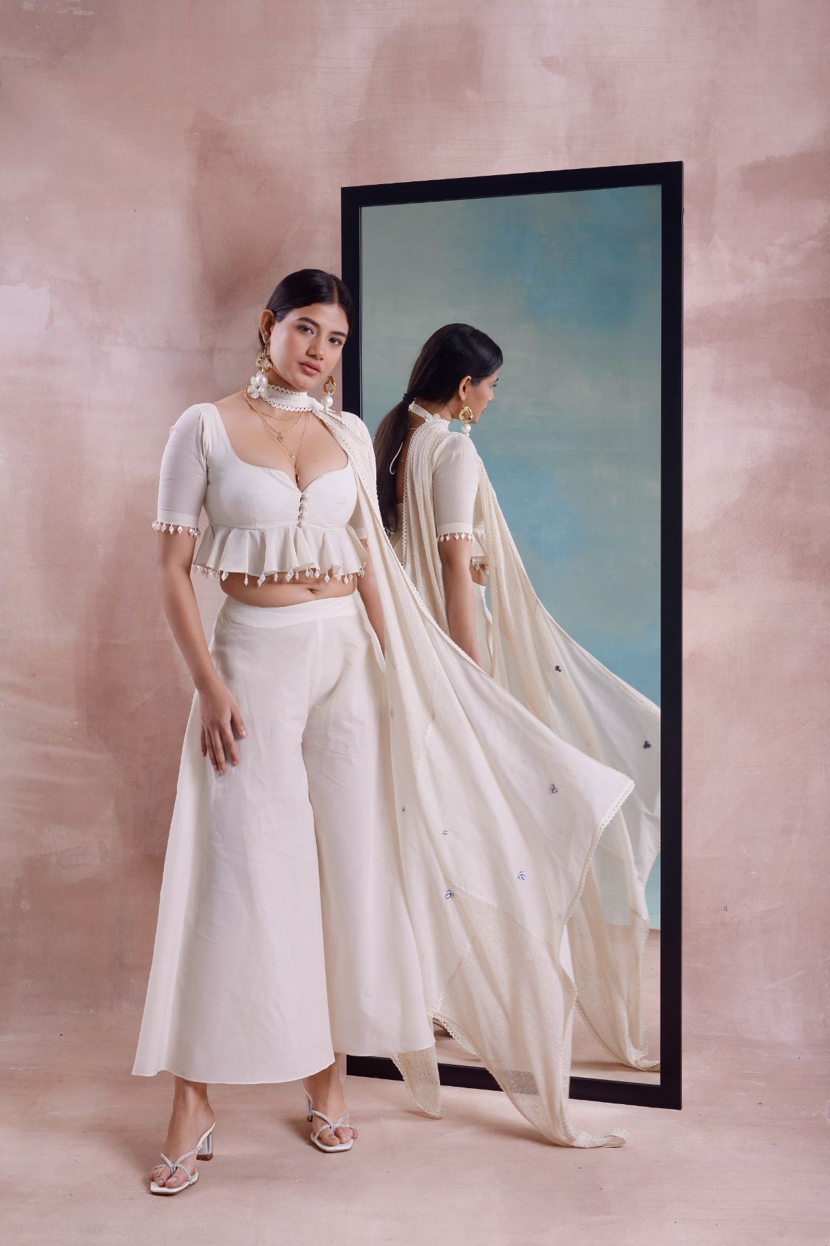 Peplum Top with Flared Pants