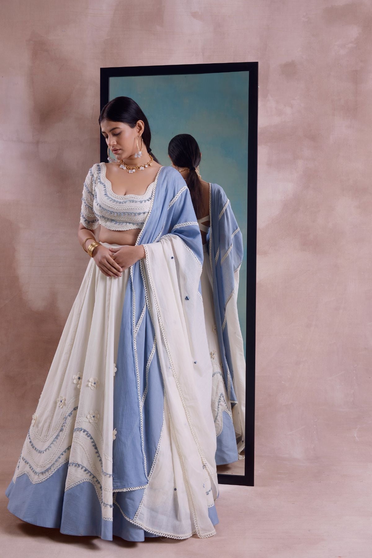 Wave Patchwork Lehenga Set