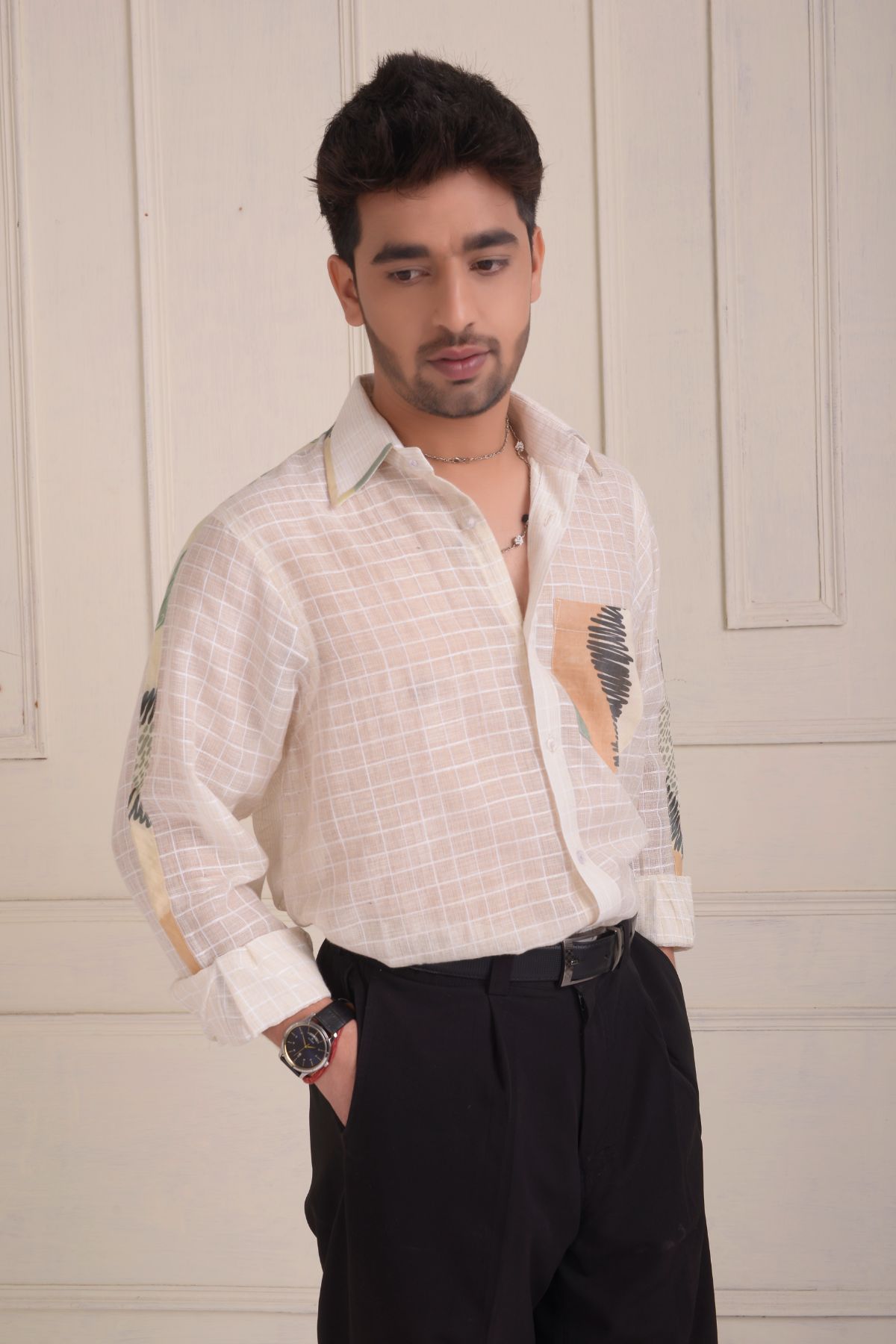 Patwork checkered shirt