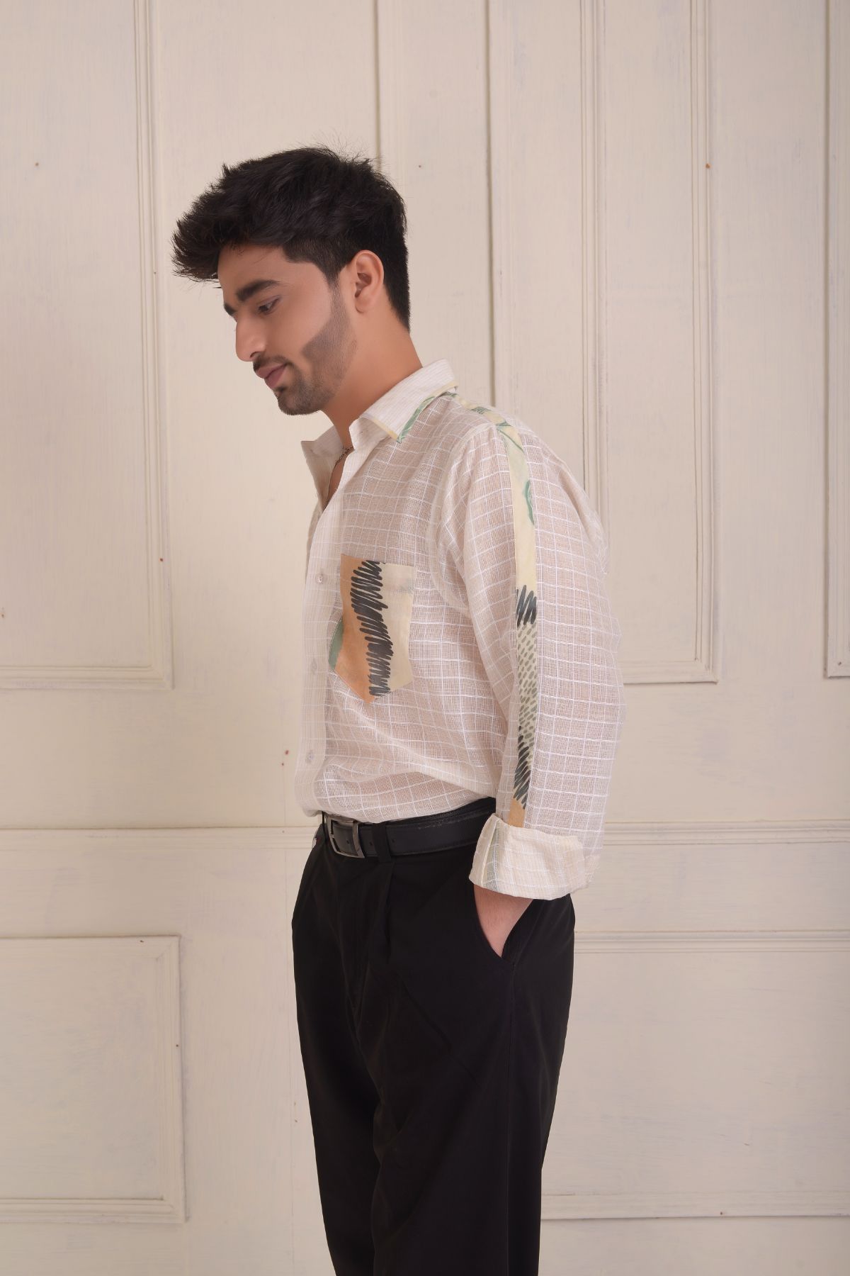 Patwork checkered shirt