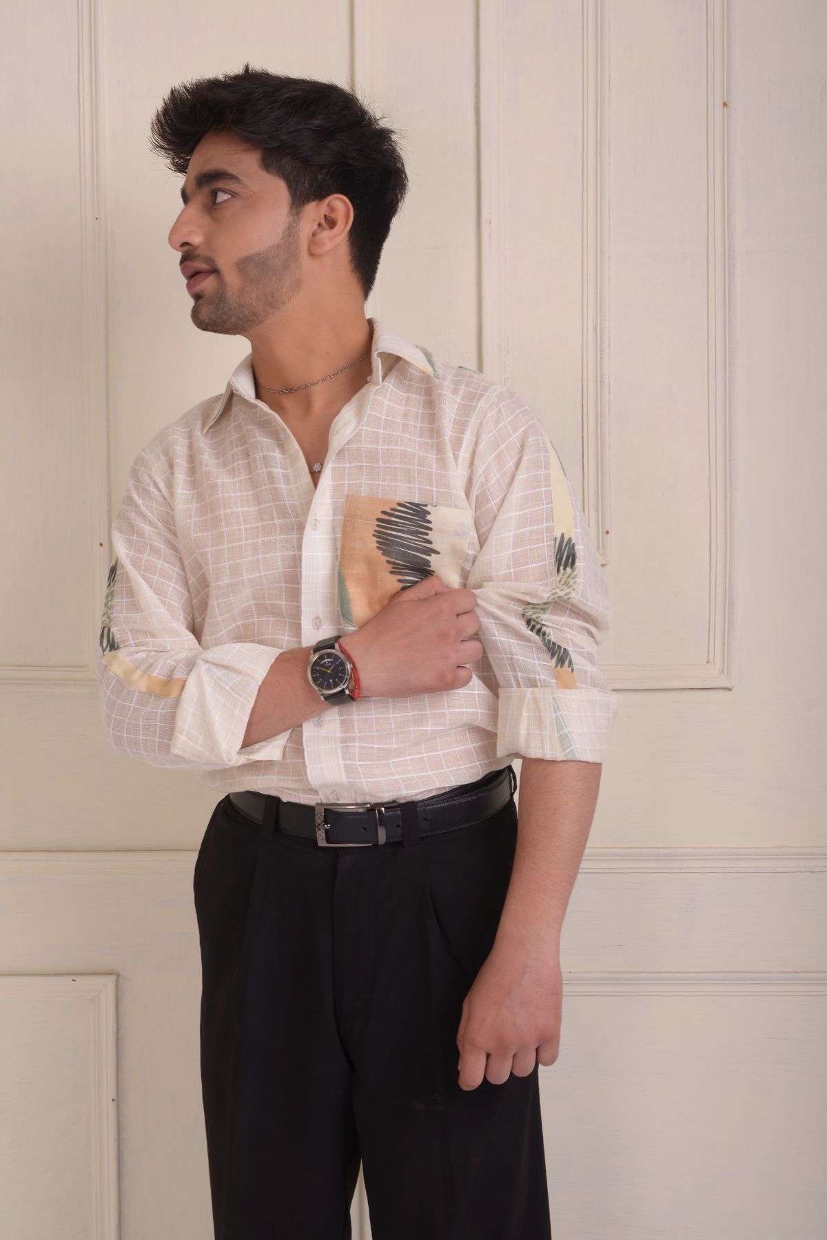 Patwork checkered shirt