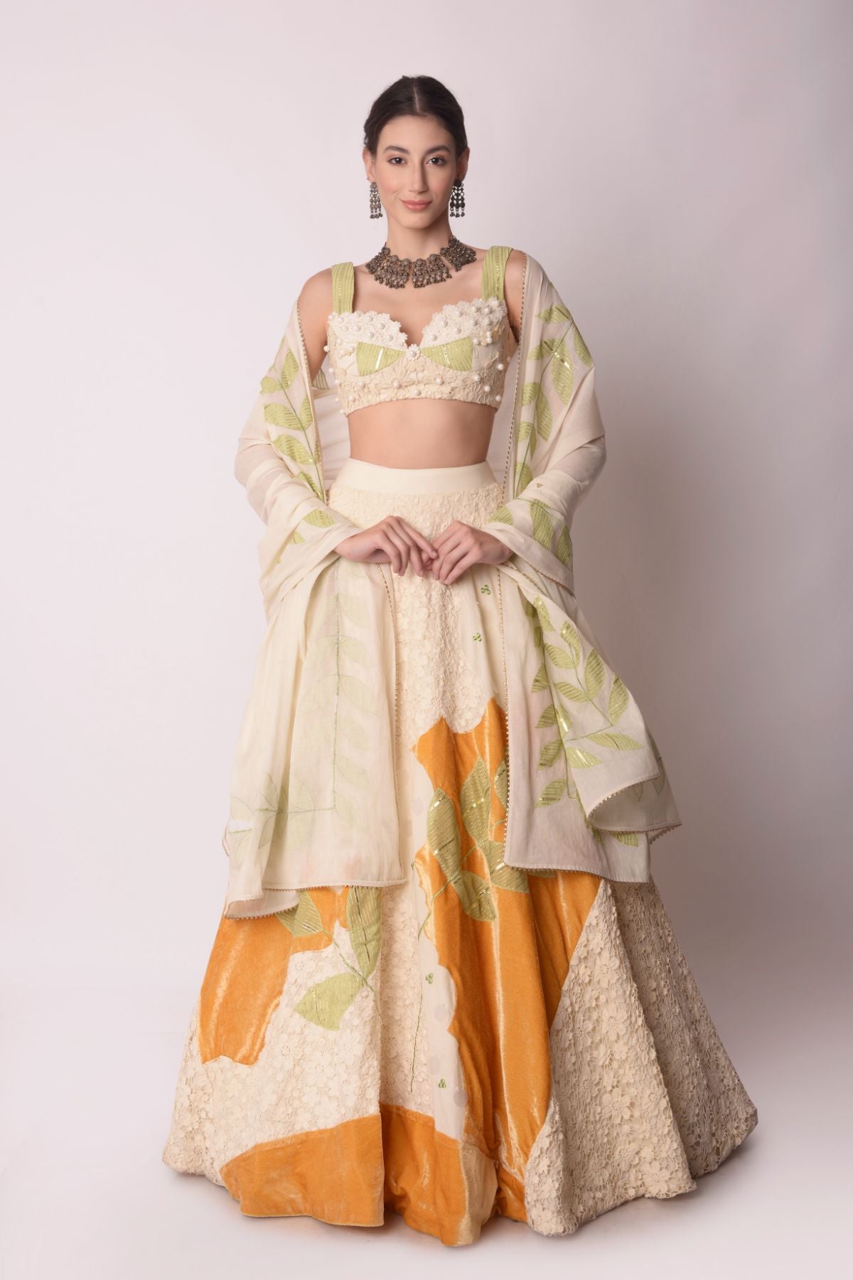 Patchwork Ivory Lehenga Set