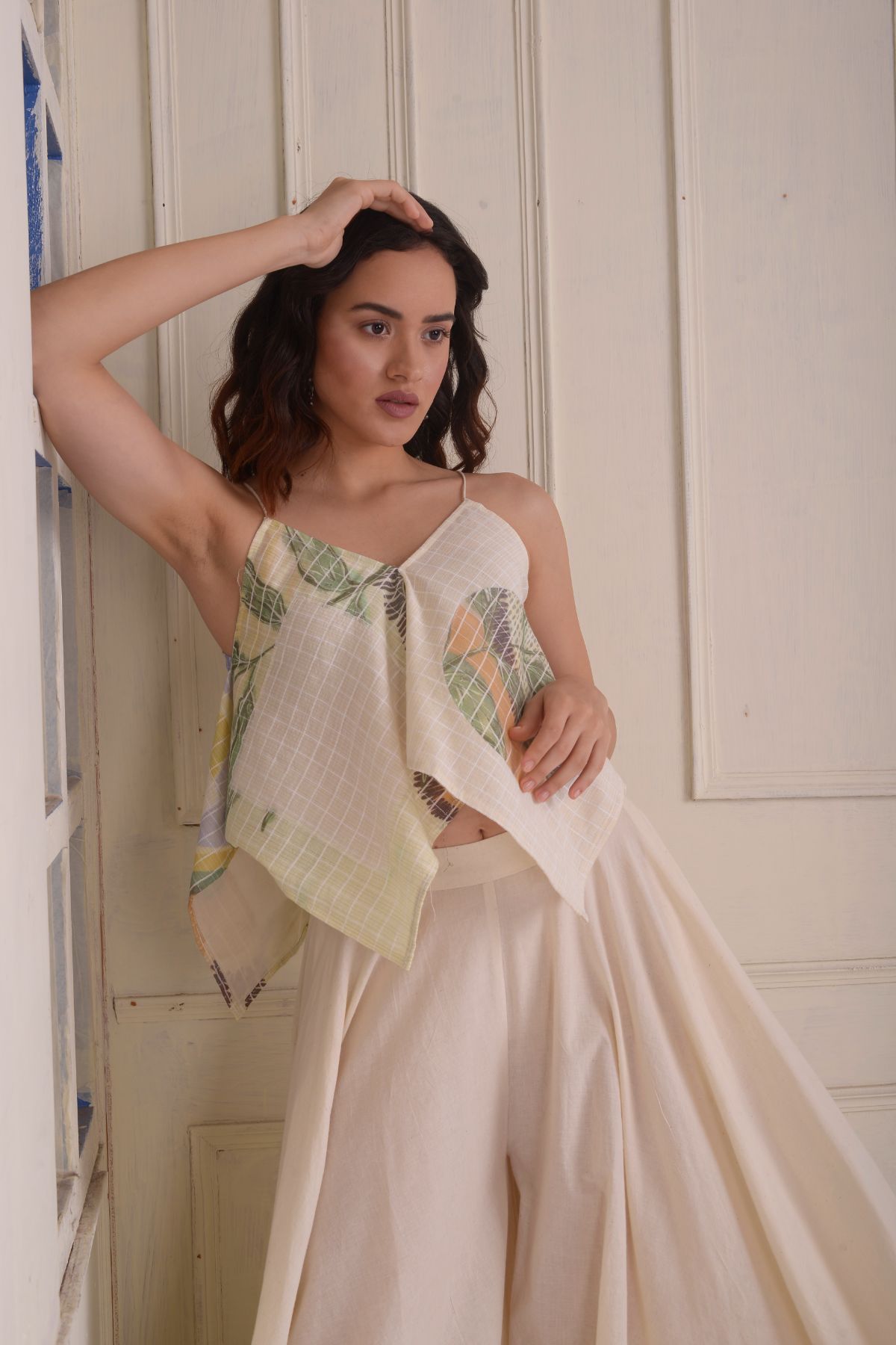 Patchwork 4-squared crop top with a sharara