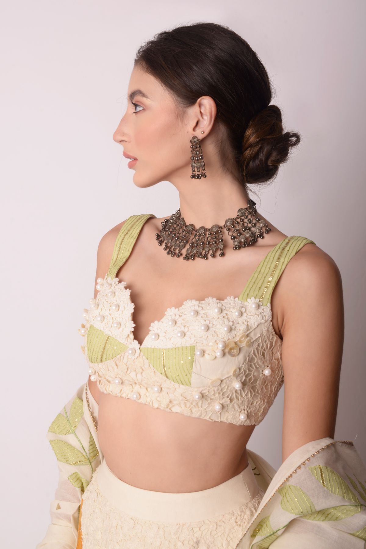 Patchwork Ivory Lehenga Set