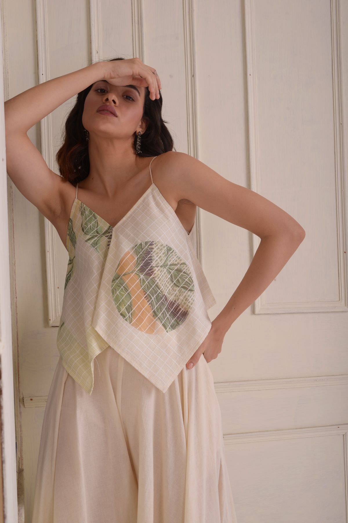 Patchwork 4-squared crop top with a sharara