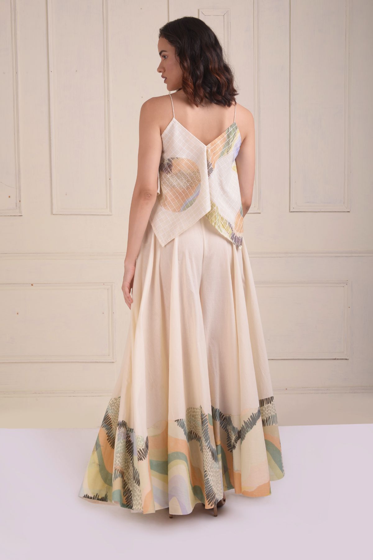 Patchwork 4-squared crop top with a sharara