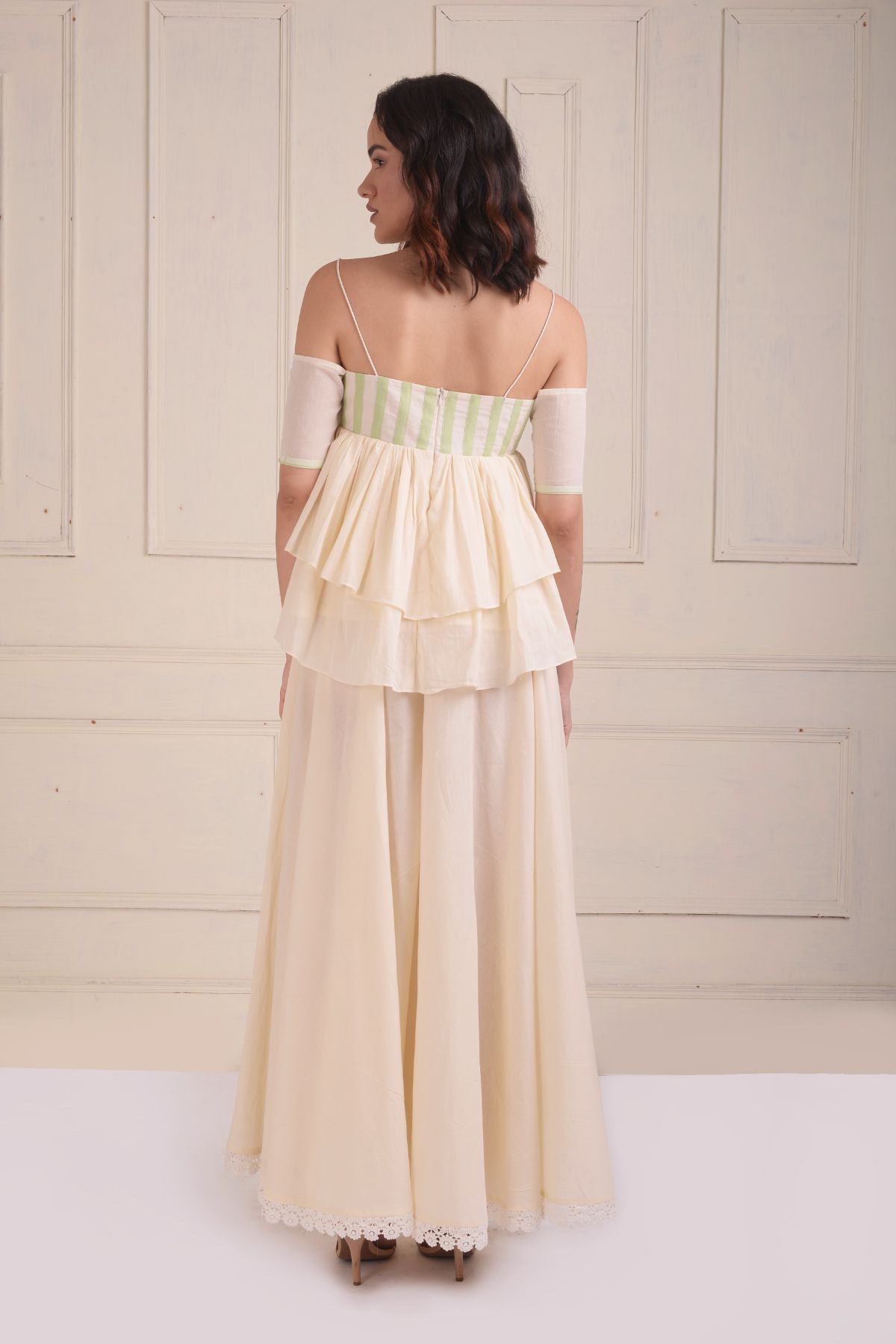 Patchwork tiered top with a bias sharara