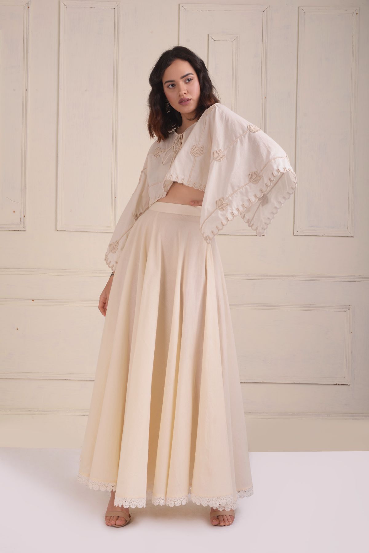 Dori embroidered kaf-top with a bias sharara