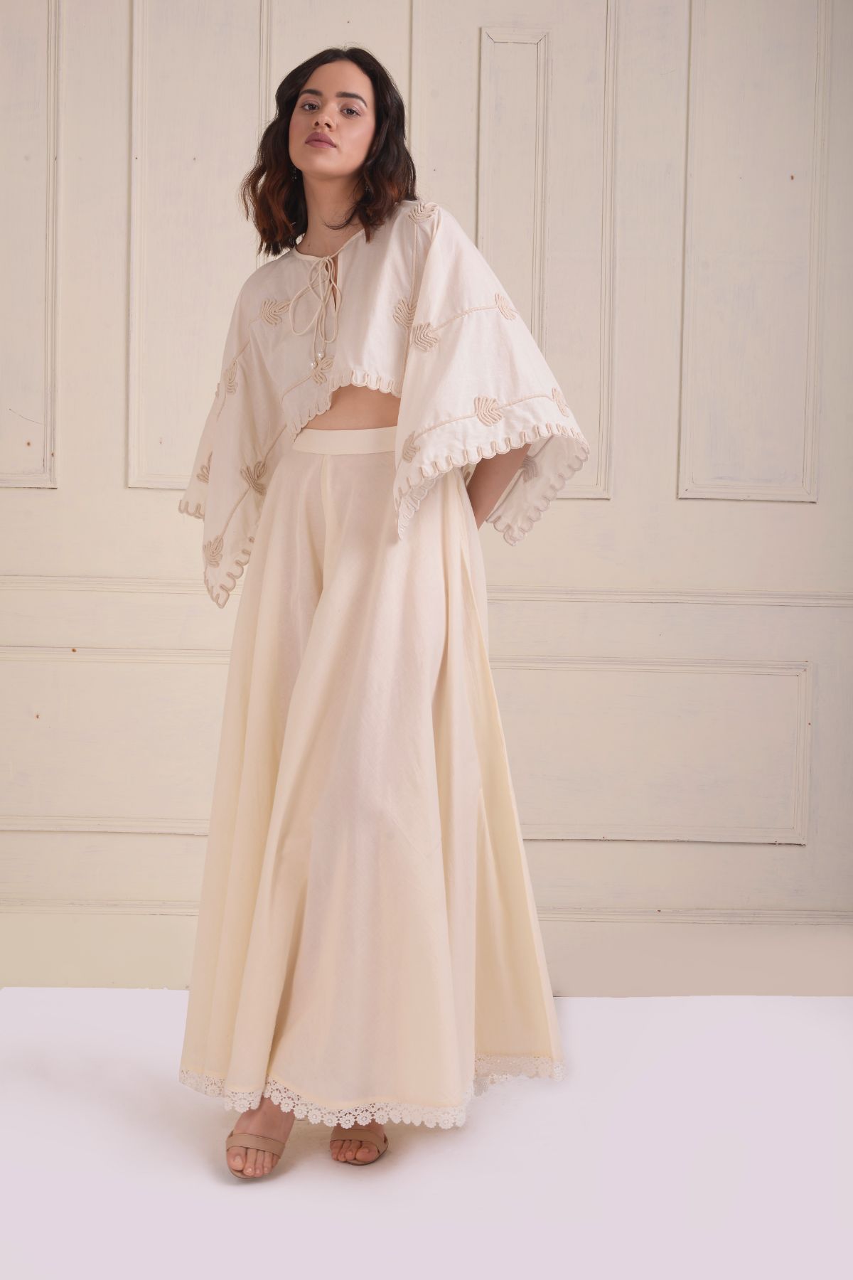 Dori embroidered kaf-top with a bias sharara