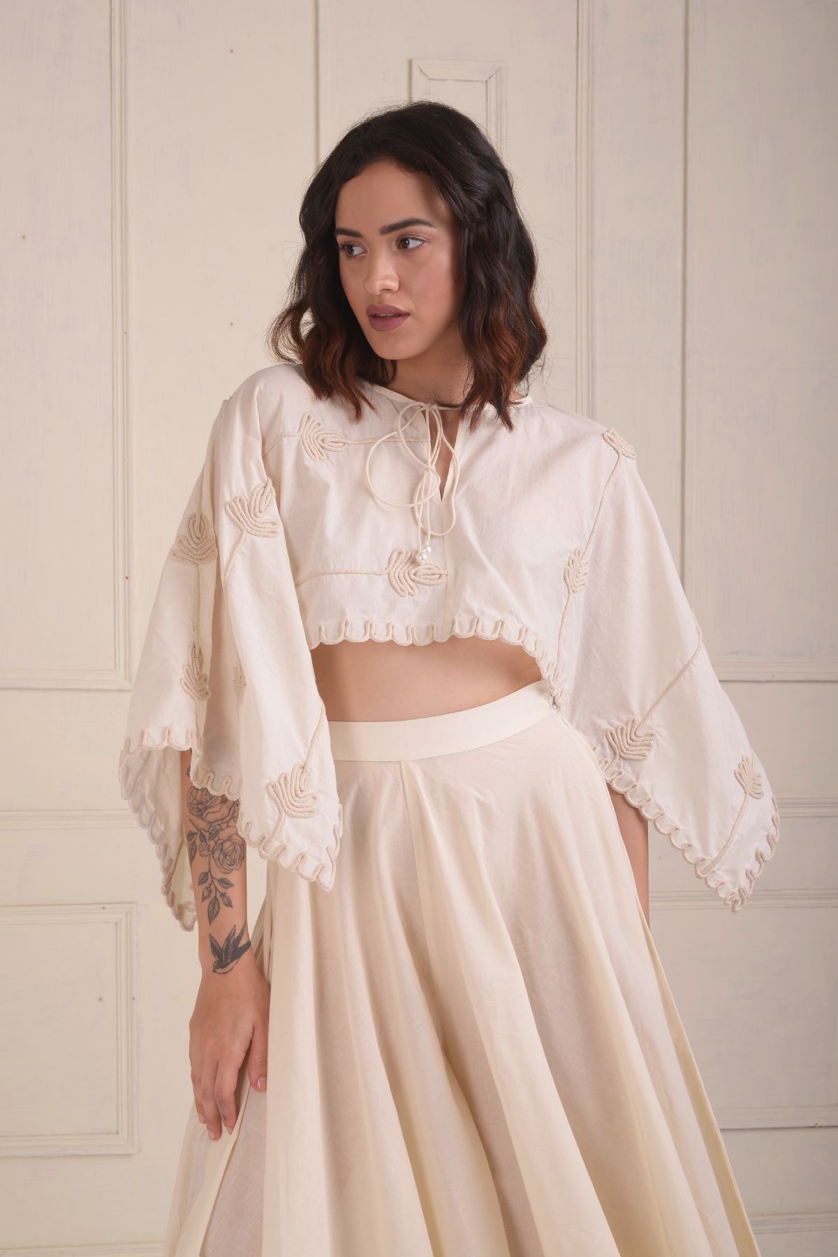 Dori embroidered kaf-top with a bias sharara