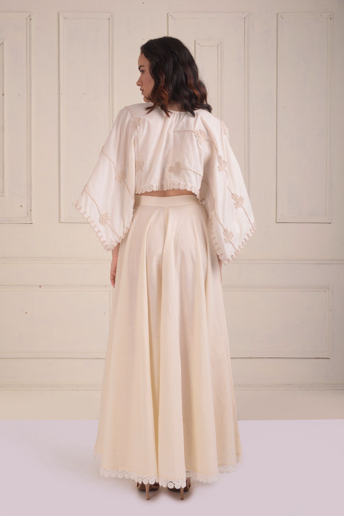 Dori embroidered kaf-top with a bias sharara