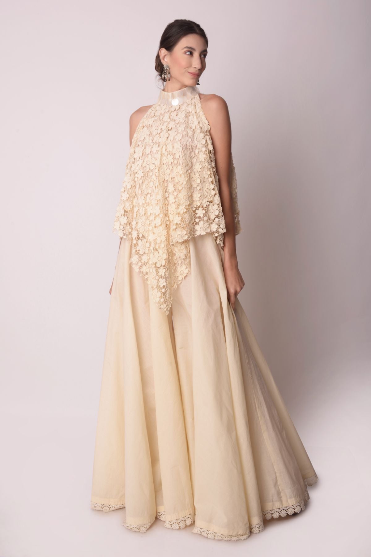 Flared Cutwork  Halter Top With Bias Sharara